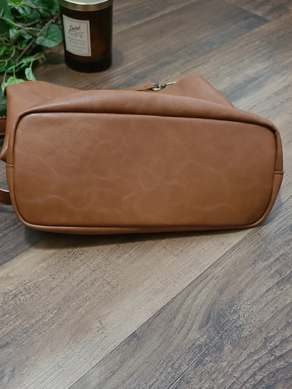 Brown Faux Leather Bucket Style Hand Bag